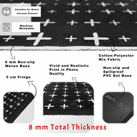 Scandinavian Carpet|Nordic Rug|Ethnic Fringed Floor Covering|Machine-Washable Carpet|Geometric Rug|Abstract Geometric Floor Covering