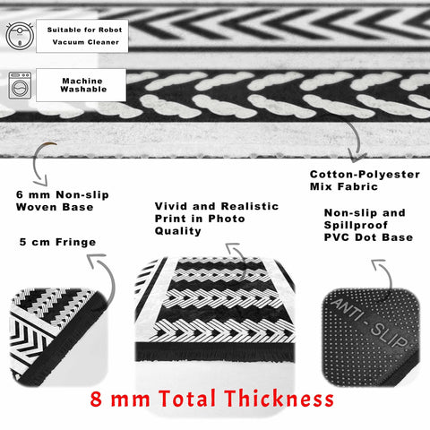 Nordic Print Carpet|Abstract Geometric Area Rug|Machine-Washable Carpet|Rug Design Rug|Ethnic Fringed Carpet|Scandinavian Floor Covering