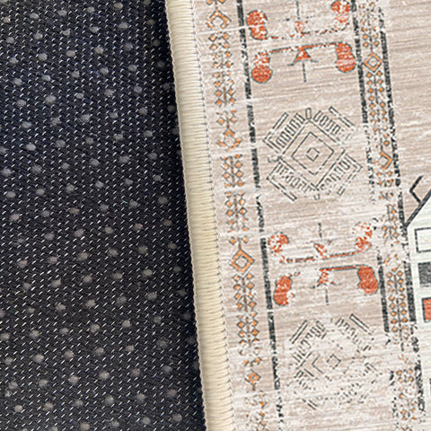 Southwestern Rug|Kilim Pattern Non-Slip Carpet|Terracotta Carpet|Aztec Floor Covering|Ethnic Machine-Washable Rug|Rug Design Farmhouse Rug