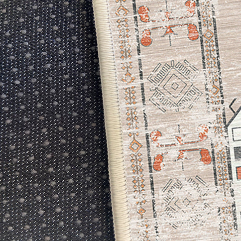 Southwestern Rug|Kilim Pattern Non-Slip Carpet|Terracotta Carpet|Aztec Floor Covering|Ethnic Machine-Washable Rug|Rug Design Farmhouse Rug