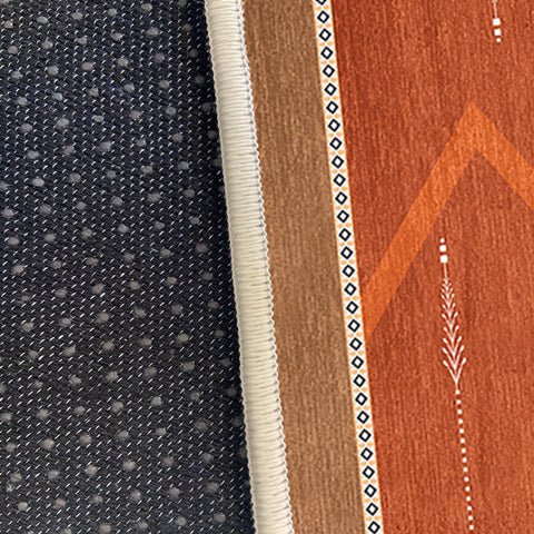 Kilim Pattern Rug|Southwestern Carpet|Terracotta Non-Slip Carpet|Aztec Machine-Washable Rug|Ethnic Print Rug|Rug Design Floor Covering