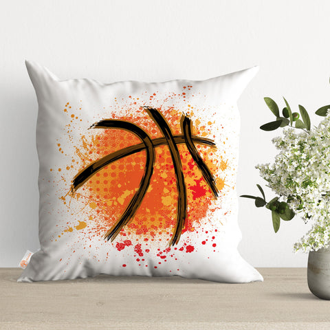 Basketball Print Pillow Case|Sport Theme Cushion Case|Ball Pillowcase|Decorative Pillow Cover|Gift for Basketball Players|Cozy Home Decor