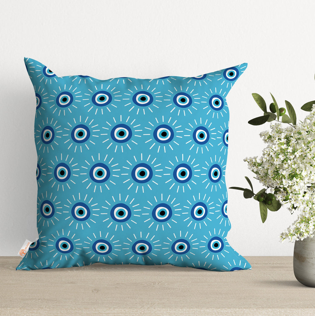 Evil Eye Cushion Case|Turkish Greek Blue Evil Eye Pillow Case|Abstract Home Decor|Protection Amulet Throw Pillow Cover|Nazar Print Pillow