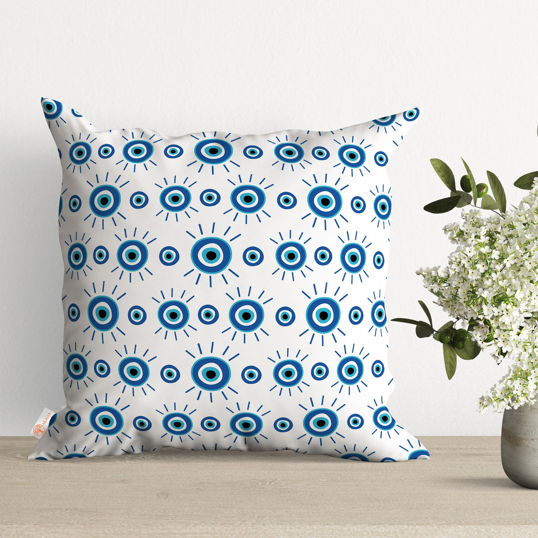 Evil Eye Cushion Case|Turkish Greek Blue Evil Eye Pillow Case|Abstract Home Decor|Protection Amulet Throw Pillow Cover|Nazar Print Pillow