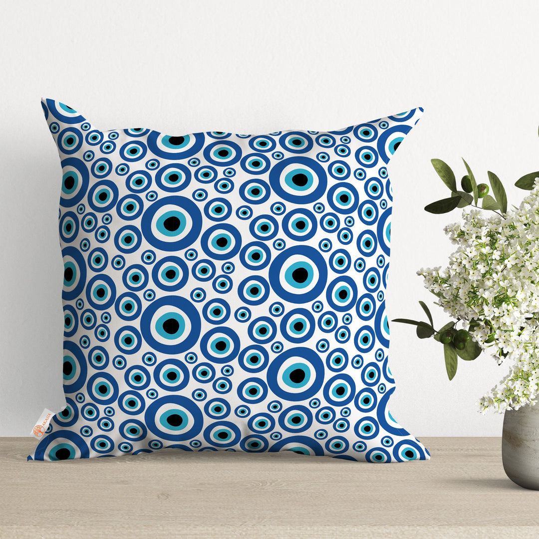 Evil Eye Cushion Case|Turkish Greek Blue Evil Eye Pillow Case|Abstract Home Decor|Protection Amulet Throw Pillow Cover|Nazar Print Pillow