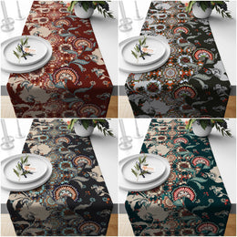 Ethnic Floral Table Runner|Ethnic Motif Decor|Authentic Table Top|Cozy Tablecloth|Farmhouse Kitchen Tablecloth|Decorative Runner