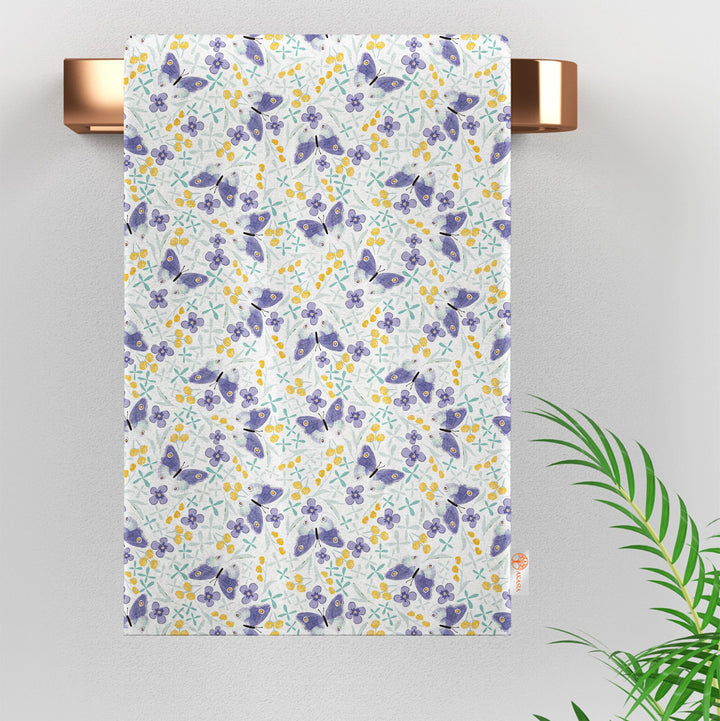 Butterfly Print Kitchen Towel|Boho Towel|Dotted Tea Towel|Summer Dish Cloth|Cozy Hand Towel|Floral Dishcloth|Digital Print Tea Towel