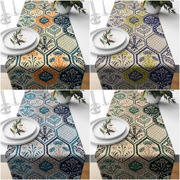 Ethnic Geometric Table Runner|Authentic Table Top|Rustic Tablecloth|Ethnic Motif Decor|Farmhouse Kitchen Tablecloth|Decorative Runner
