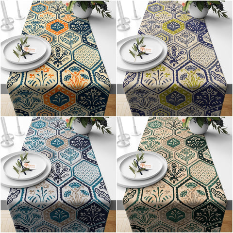 Ethnic Geometric Table Runner|Authentic Table Top|Rustic Tablecloth|Ethnic Motif Decor|Farmhouse Kitchen Tablecloth|Decorative Runner