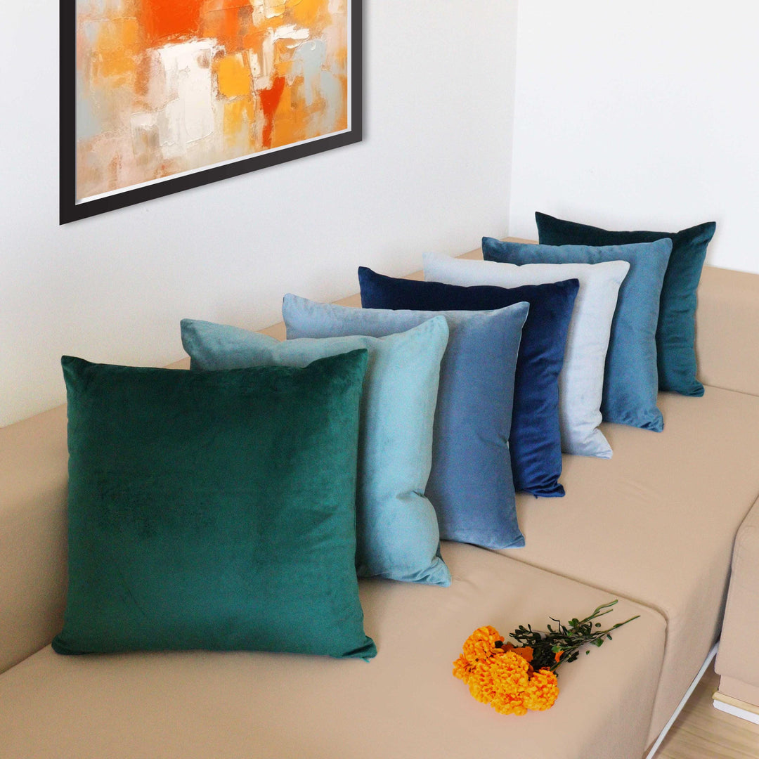 Velvet Pillow Cover|Decorative Cushion Case|Blue Cushion Case|Velvet Lumbar Pillow Case|Soft Cushion Cover|Cozy Home Decor|Gift for Her