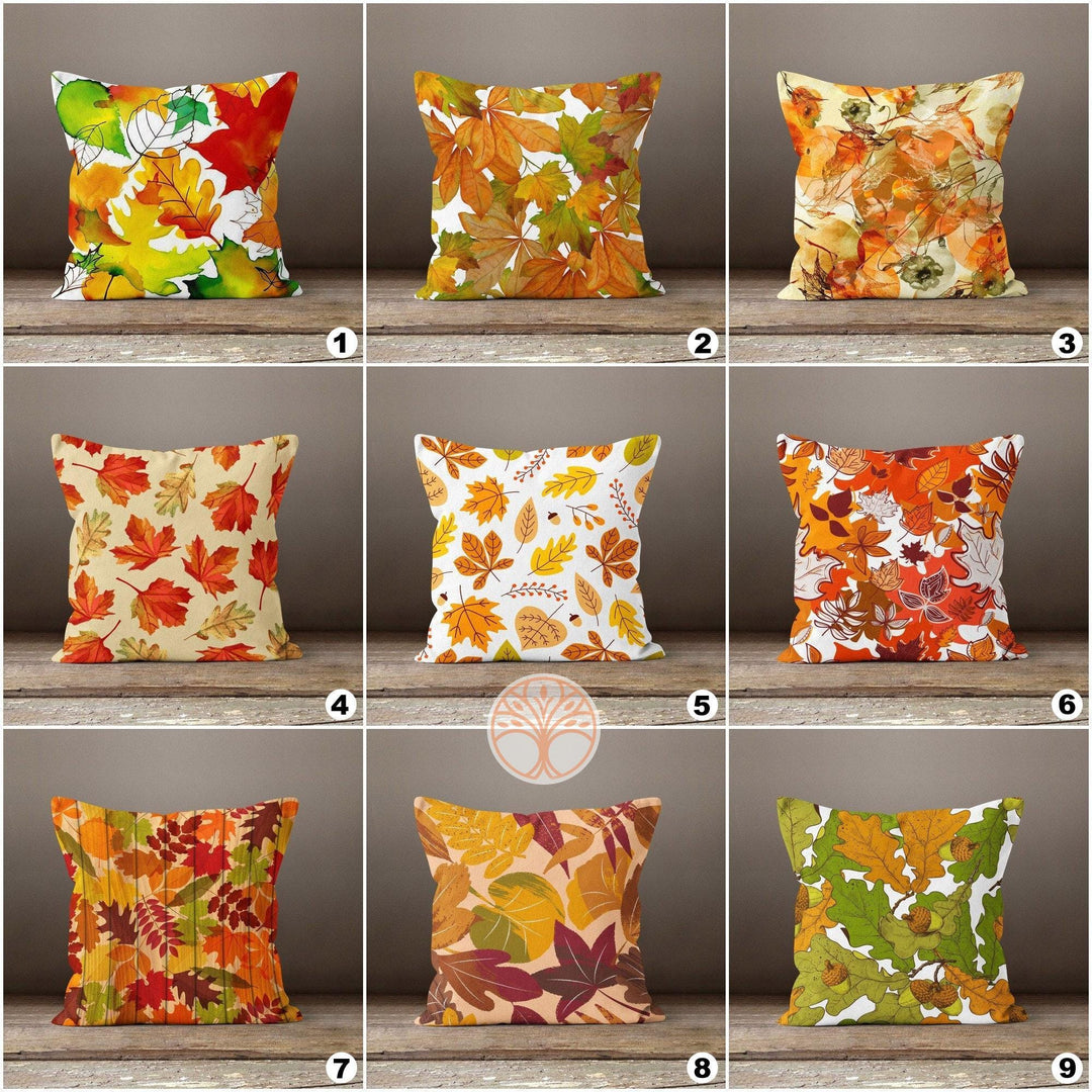 Fall Trend Pillow Cover|Autumn Cushion Case|Dry Leaves Throw Pillowtop|Decorative Cushion Case|Housewarming Farmhouse Outdoor Pillowcase