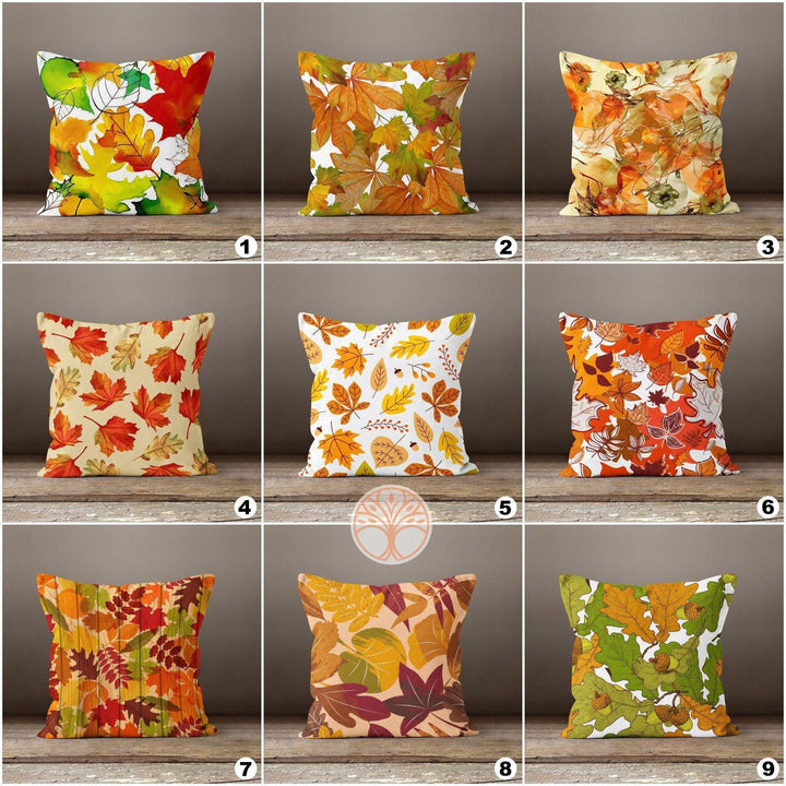 Fall Trend Pillow Cover|Autumn Cushion Case|Dry Leaves Throw Pillowtop|Decorative Cushion Case|Housewarming Farmhouse Outdoor Pillowcase