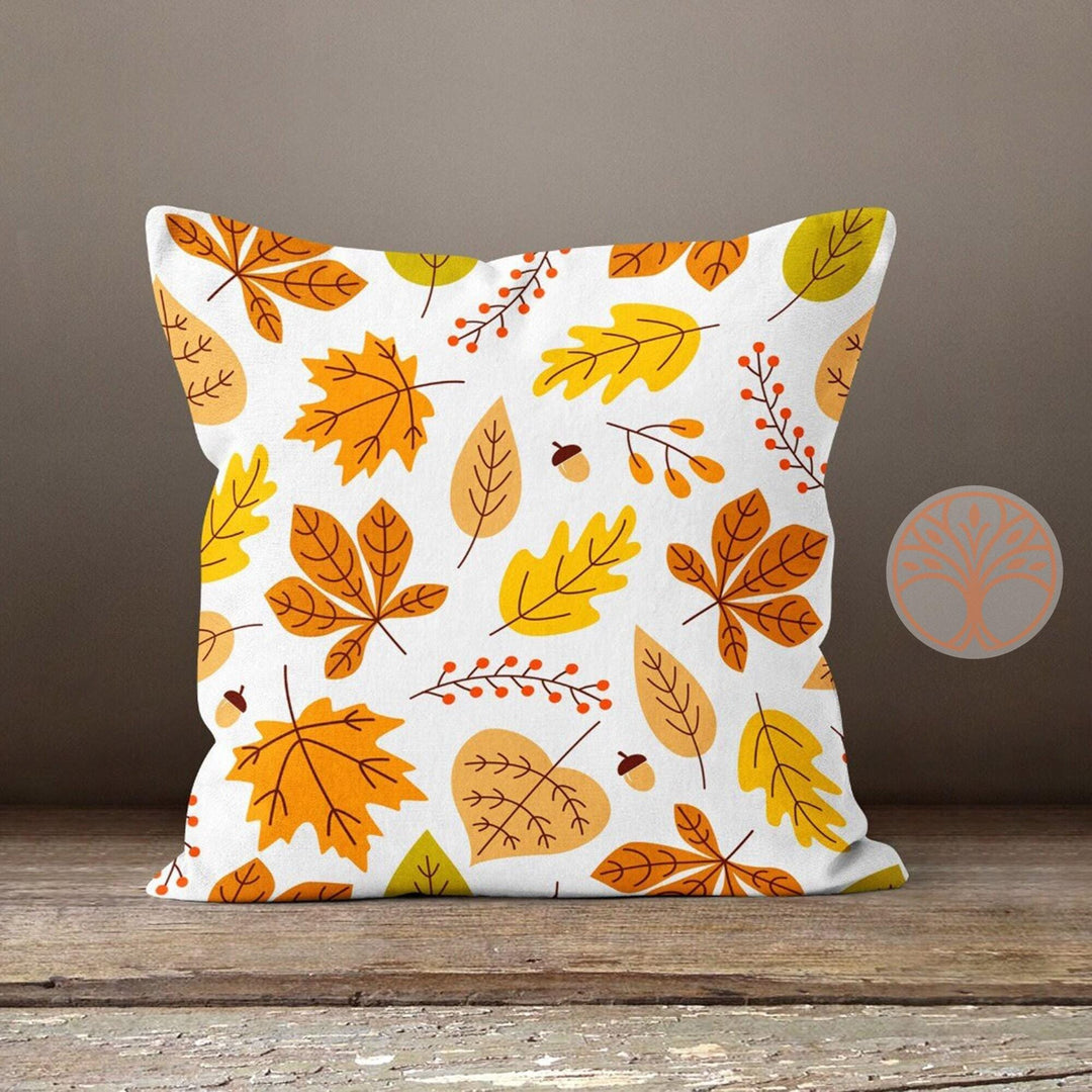 Fall Trend Pillow Cover|Autumn Cushion Case|Dry Leaves Throw Pillowtop|Decorative Cushion Case|Housewarming Farmhouse Outdoor Pillowcase