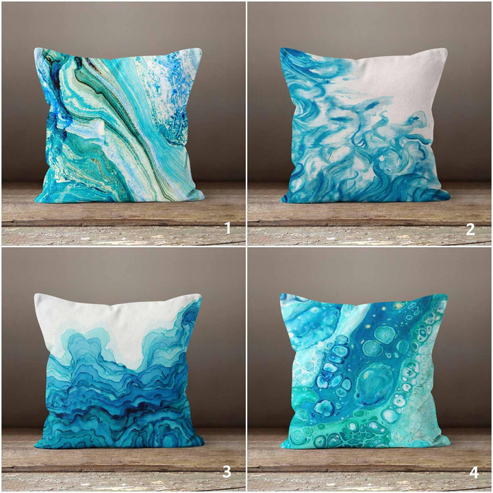 Beach House Pillow Case|Nautical Blue Cushion|Turquoise Sea Water Pillow|Housewarming Throw Pillow|Nautical Home Decor|Porch Pillow Case