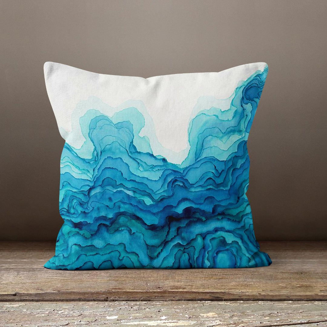 Beach House Pillow Case|Nautical Blue Cushion|Turquoise Sea Water Pillow|Housewarming Throw Pillow|Nautical Home Decor|Porch Pillow Case