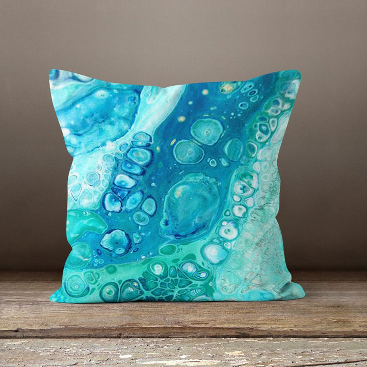Beach House Pillow Case|Nautical Blue Cushion|Turquoise Sea Water Pillow|Housewarming Throw Pillow|Nautical Home Decor|Porch Pillow Case