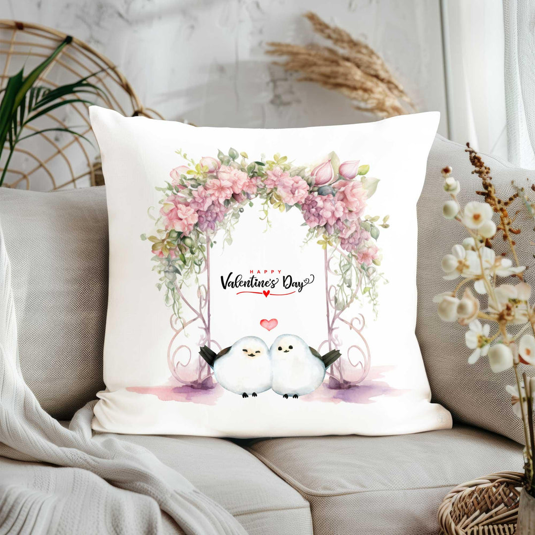 Bird Print Love Pillowcase|Floral Romantic Pillow Cover|V-Day Cushion Cover|Best Gift for Her|Happy Valentine's Day Sofa Pillowtop
