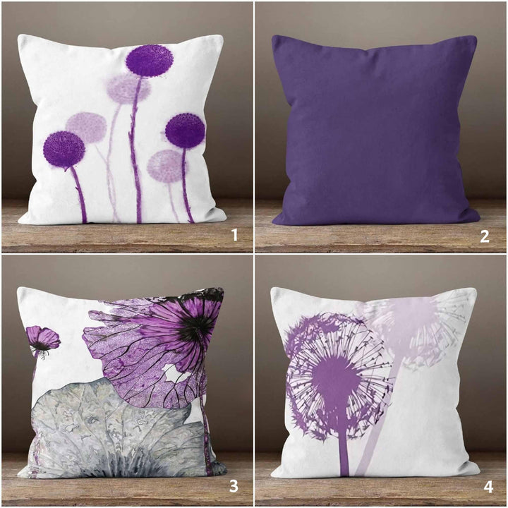 Purple Pillow Cover|Floral Throw Pillowtop|Summer Cushion Cover|Decorative Purple Outdoor Pillow|Bedding Home Decor|Housewarming Gift Ideas