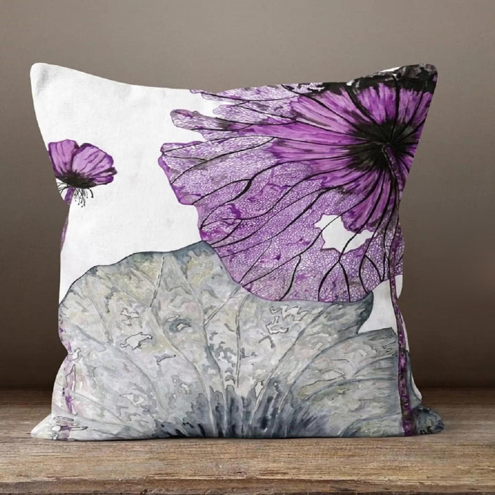 Purple Pillow Cover|Floral Throw Pillowtop|Summer Cushion Cover|Decorative Purple Outdoor Pillow|Bedding Home Decor|Housewarming Gift Ideas