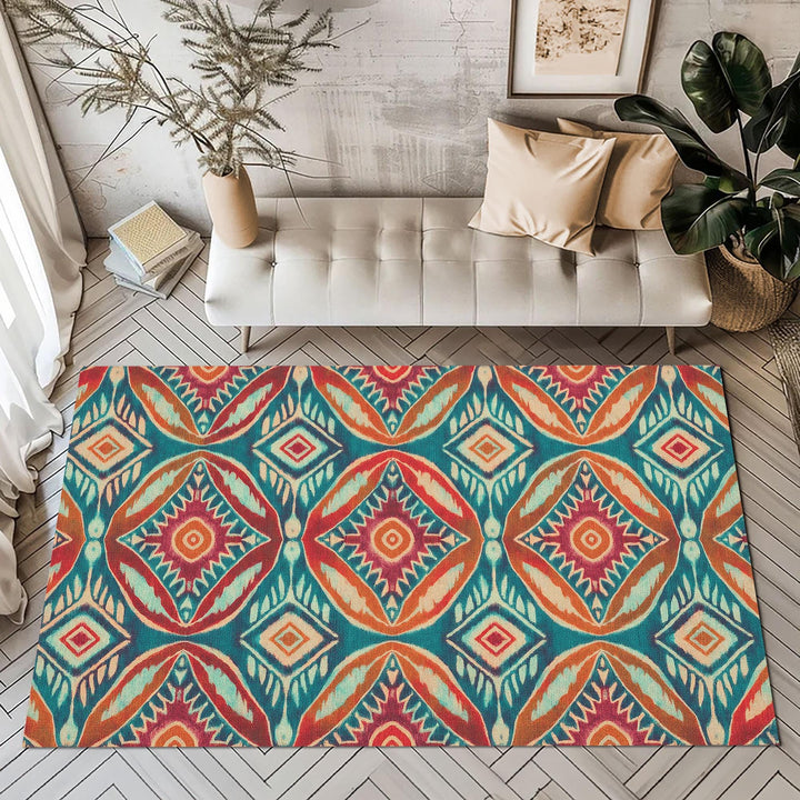 Geometric Carpet|Terracotta Decor|Fringed Carpet|Rectangle Carpet|Stylish Area Rug|Rug Design Carpet|Aztec Floor Mat|Southwestern Rug
