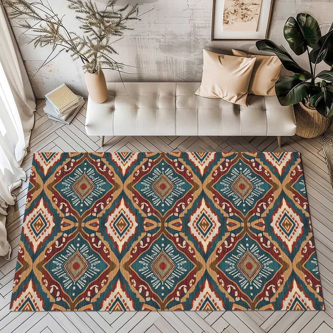 Geometric Carpet|Terracotta Decor|Fringed Carpet|Rectangle Carpet|Stylish Area Rug|Rug Design Carpet|Aztec Floor Mat|Southwestern Rug