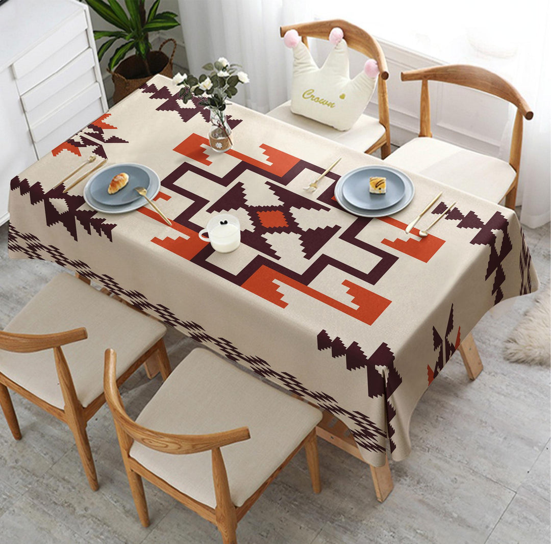 Rug Tablecloth|Rug Design Tabletop|Geometric Decor|Southwestern Table|Aztec Home Decor|Farmhouse Decor|Rustic Home Decor|Terracotta Table