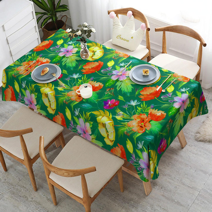Floral Table Cover|Floral Tabletop|Boho Tablecloth|Kitchen Tablecloth|Summer Table Cover|Rectangle Tablecloth|Farmhouse Tablecloth