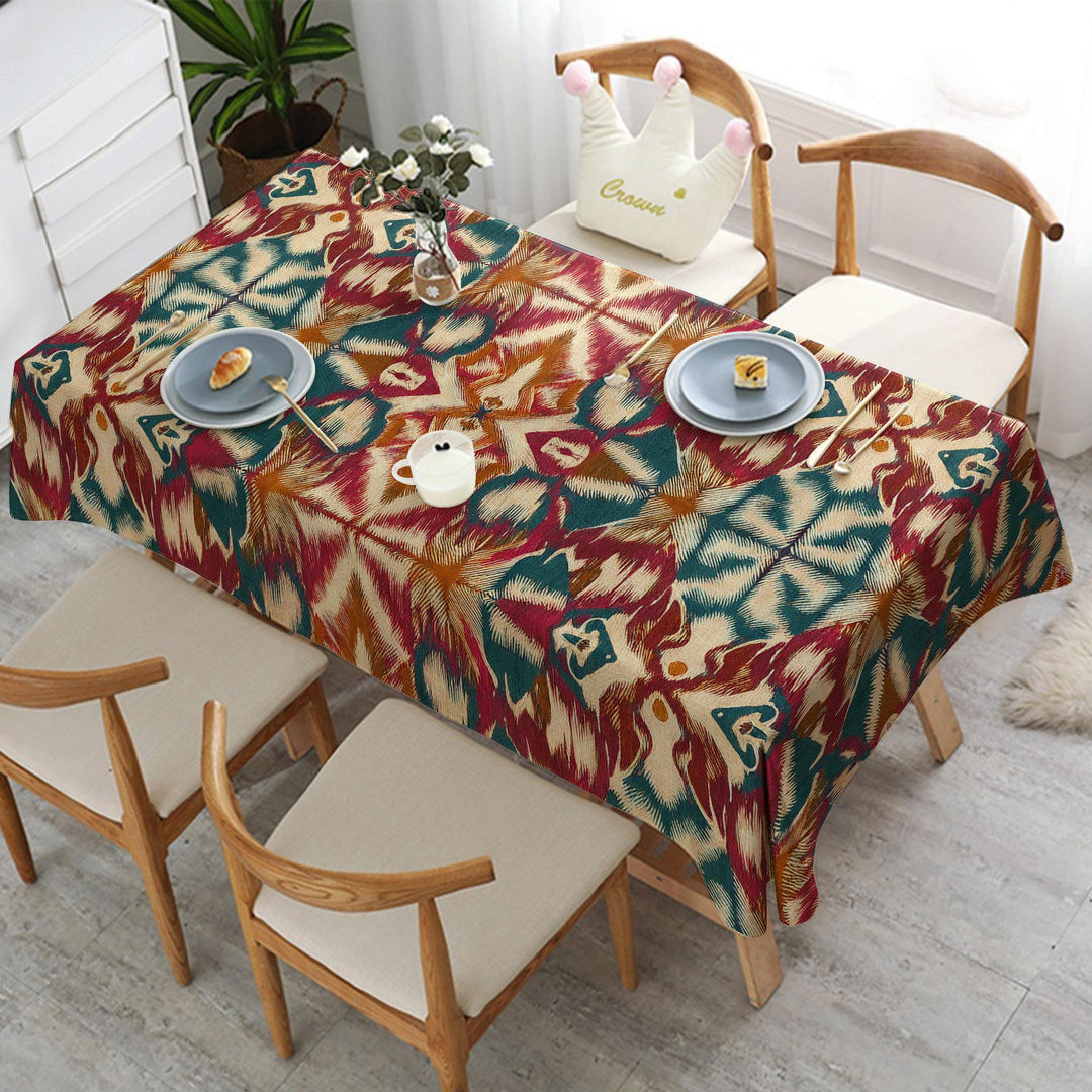 Tribal Table Cover|Geometric Tablecloth|Bold Table Cover|Colorful Ikat Decor|Bohemian Style Decor|Diamond Tabletop|Rustic Tablecloth