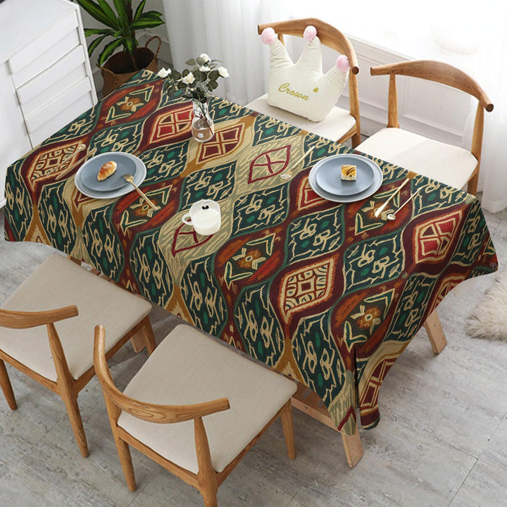 Geometric Tablecloth|Diamond Tabletop|Rectangle Tablecloth|Dining Table Decor|Bold Table Cover|Kitchen Tablecloth|Rustic Tablecloth
