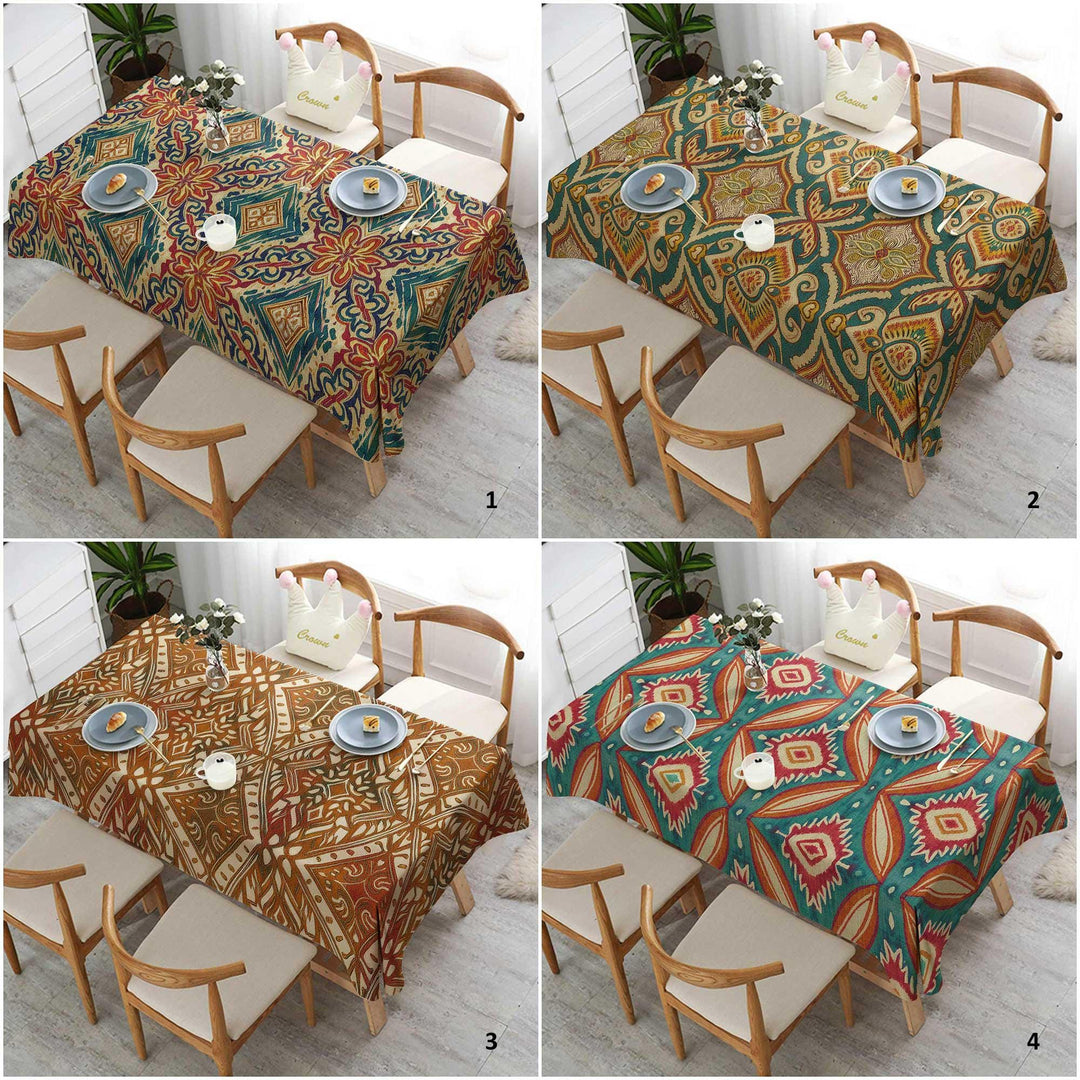 Diamond Tabletop|Rustic Tablecloth|Bohemian Style Decor|Farmhouse Tablecloth|Colorful Ikat Decor|Rug Design Table|Rectangle Tablecloth