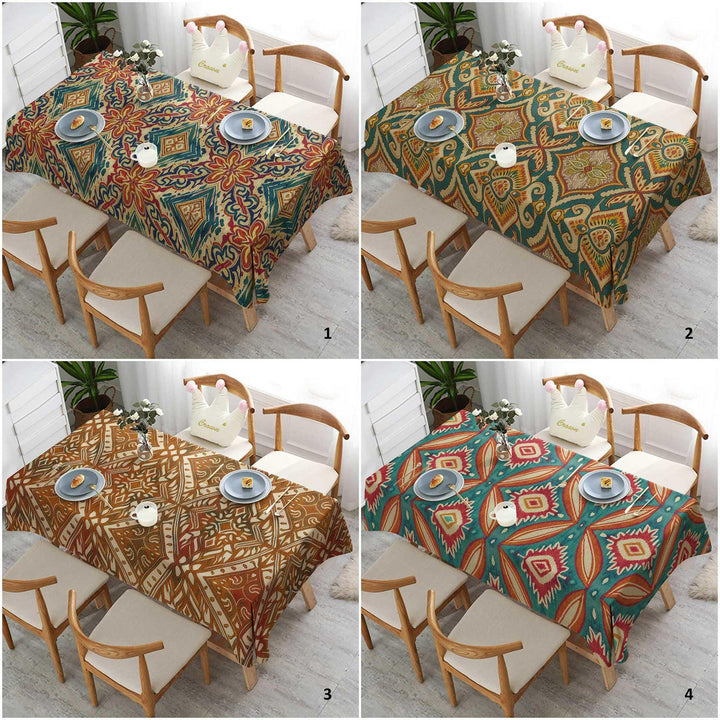 Diamond Tabletop|Rustic Tablecloth|Bohemian Style Decor|Farmhouse Tablecloth|Colorful Ikat Decor|Rug Design Table|Rectangle Tablecloth