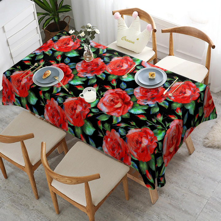 Rose Print Summer Tablecloth|Farmhouse Tablecloth|Kitchen Tablecloth|Summer Tabletop|Spring Table Cover|Cozy Home Decor|Boho Tablecloth