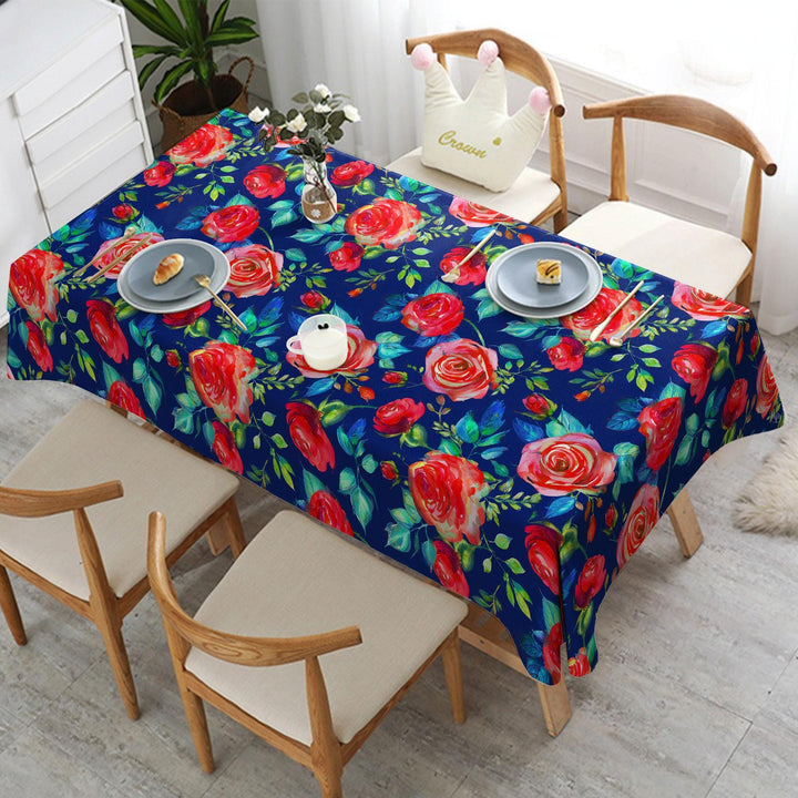 Rose Print Summer Tablecloth|Farmhouse Tablecloth|Kitchen Tablecloth|Summer Tabletop|Spring Table Cover|Cozy Home Decor|Boho Tablecloth