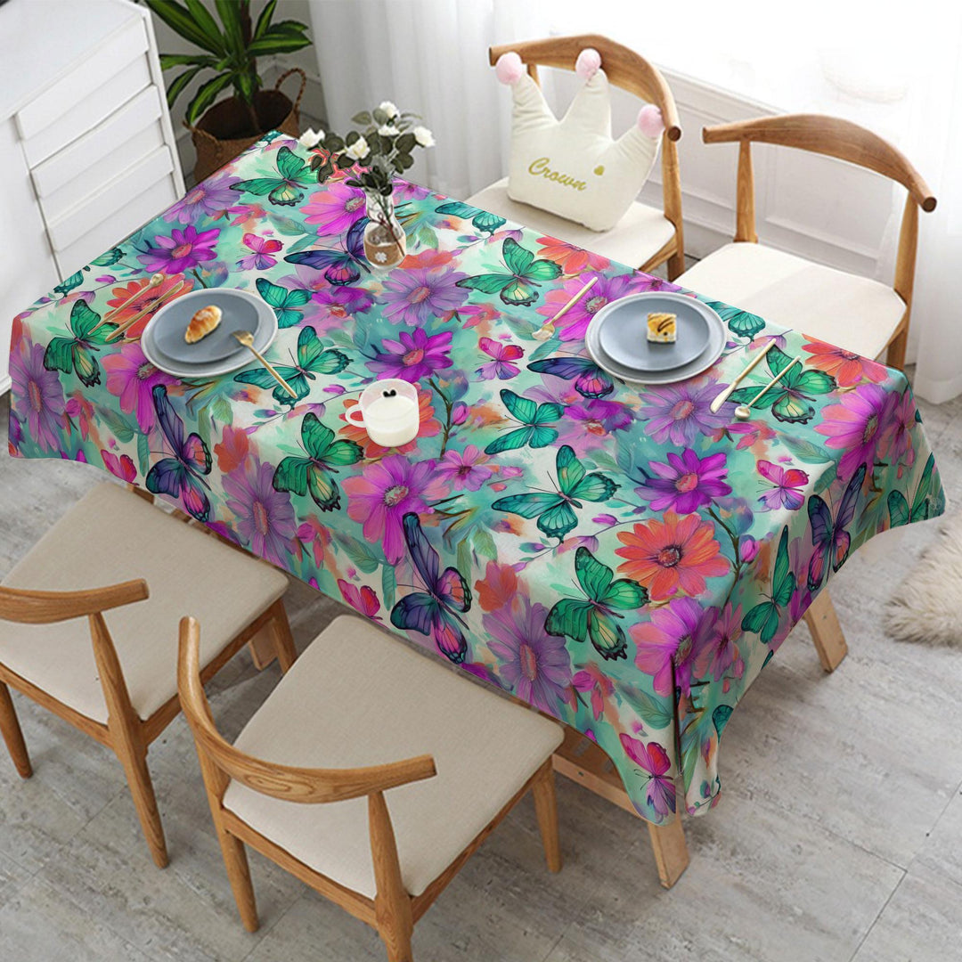 Floral Butterfly Table Cover|Spring Home Decor|Floral Table Cover|Floral Tabletop|Summer Trend Table|Farmhouse Tablecloth|Printed Tablecloth
