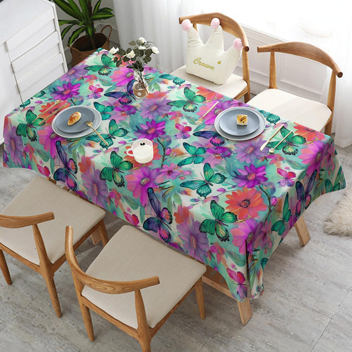 Floral Butterfly Table Cover|Spring Home Decor|Floral Table Cover|Floral Tabletop|Summer Trend Table|Farmhouse Tablecloth|Printed Tablecloth