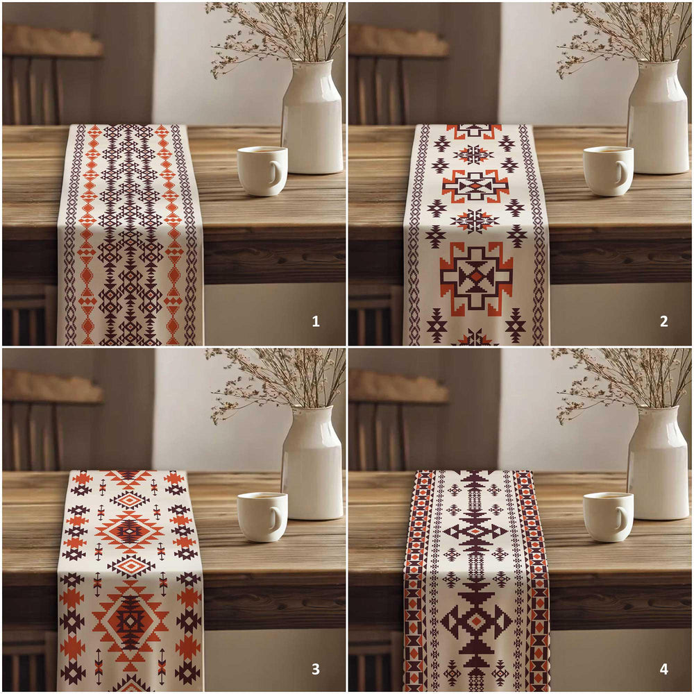 Southwestern Runner|Rug Design Table|Table Centerpiece|Terracotta Table Top|Farmhouse Style Gif|Southwestern Table|Aztec Print Table