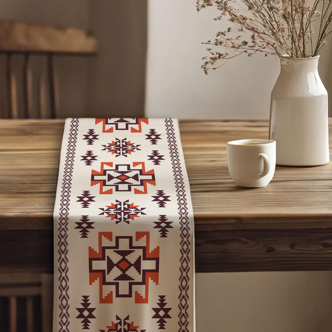 Southwestern Runner|Rug Design Table|Table Centerpiece|Terracotta Table Top|Farmhouse Style Gif|Southwestern Table|Aztec Print Table