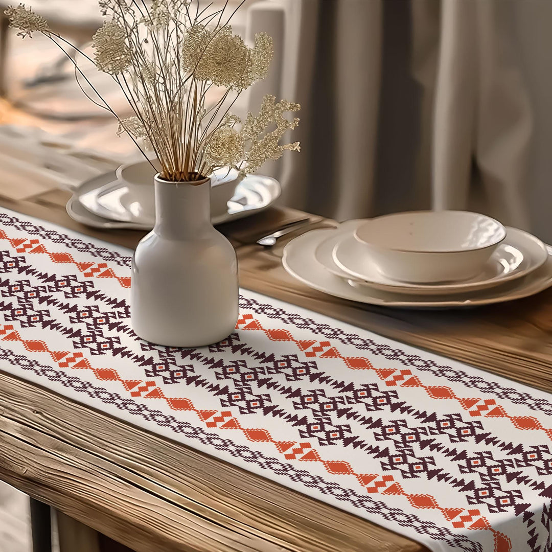 Southwestern Runner|Rug Design Table|Table Centerpiece|Terracotta Table Top|Farmhouse Style Gif|Southwestern Table|Aztec Print Table