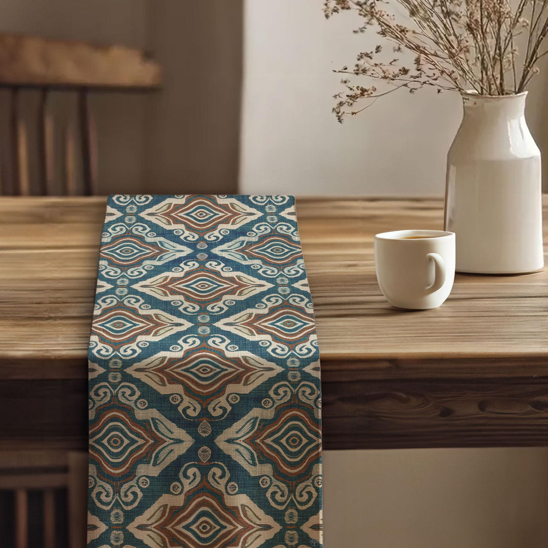 Southwestern Runner|Bold Ikat Design|Rustic Tribal Decor|Bohemian Tablecloth|Aztec Home Decor|Boho Luxe Runner|Artisan Home Decor