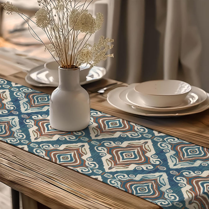 Southwestern Runner|Bold Ikat Design|Rustic Tribal Decor|Bohemian Tablecloth|Aztec Home Decor|Boho Luxe Runner|Artisan Home Decor