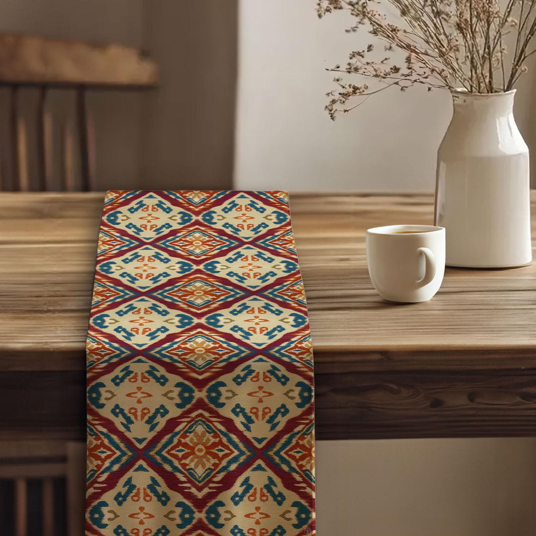 Tribal Look Runner|Aesthetic Tabletop|Rug Design Runner|Southwestern Decor|Rustic Tribal Decor|Traditional Runner|Bohemian Tablecloth