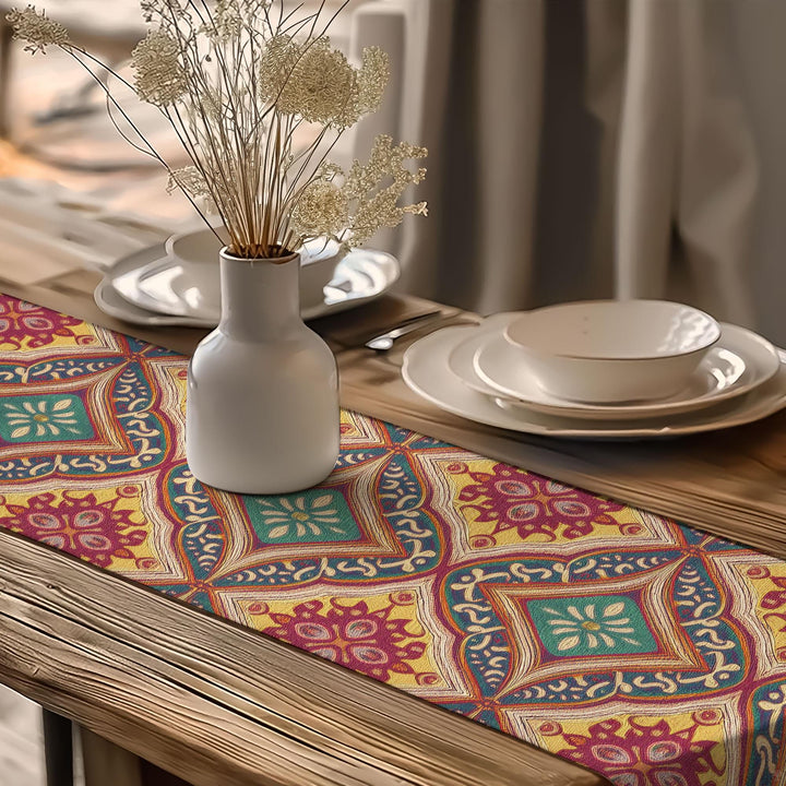 Tribal Look Runner|Aesthetic Tabletop|Rug Design Runner|Southwestern Decor|Rustic Tribal Decor|Traditional Runner|Bohemian Tablecloth