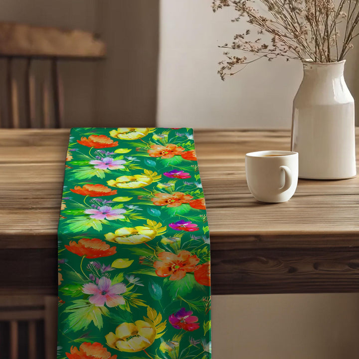 Flower Theme Runner|Boho Table Runner|Farmhouse Runner|Table Centerpiece|Floral Tablecloth|Cozy Kitchen Decor|Spring Tabletop
