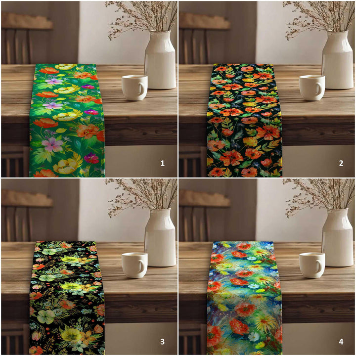 Flower Theme Runner|Boho Table Runner|Farmhouse Runner|Table Centerpiece|Floral Tablecloth|Cozy Kitchen Decor|Spring Tabletop