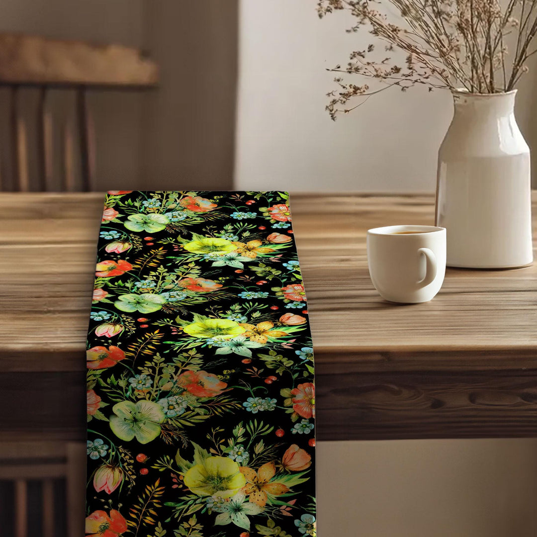 Flower Theme Runner|Boho Table Runner|Farmhouse Runner|Table Centerpiece|Floral Tablecloth|Cozy Kitchen Decor|Spring Tabletop