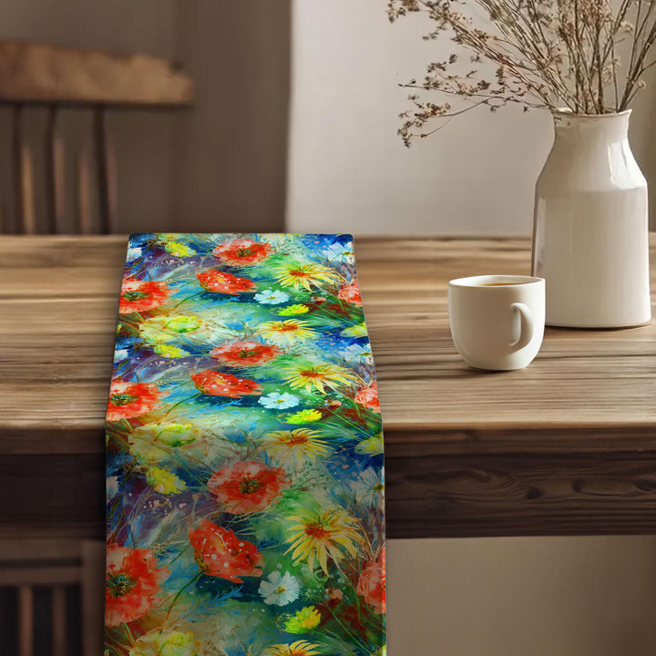 Flower Theme Runner|Boho Table Runner|Farmhouse Runner|Table Centerpiece|Floral Tablecloth|Cozy Kitchen Decor|Spring Tabletop