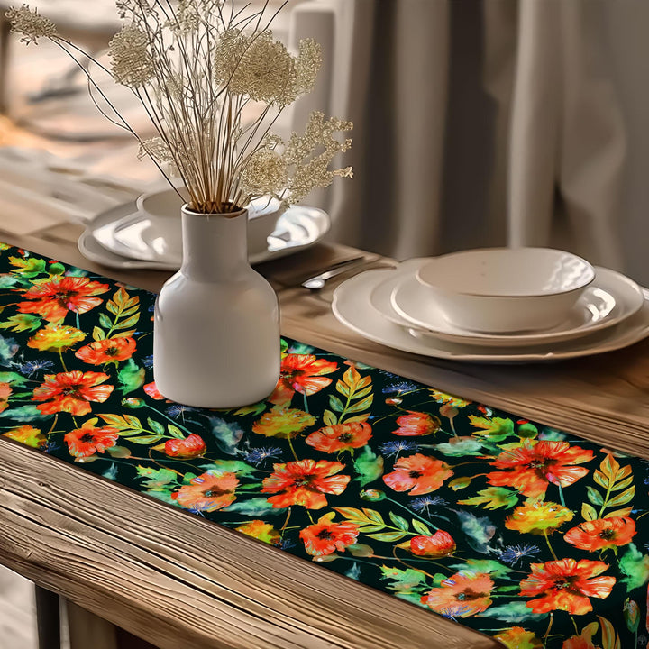 Flower Theme Runner|Boho Table Runner|Farmhouse Runner|Table Centerpiece|Floral Tablecloth|Cozy Kitchen Decor|Spring Tabletop