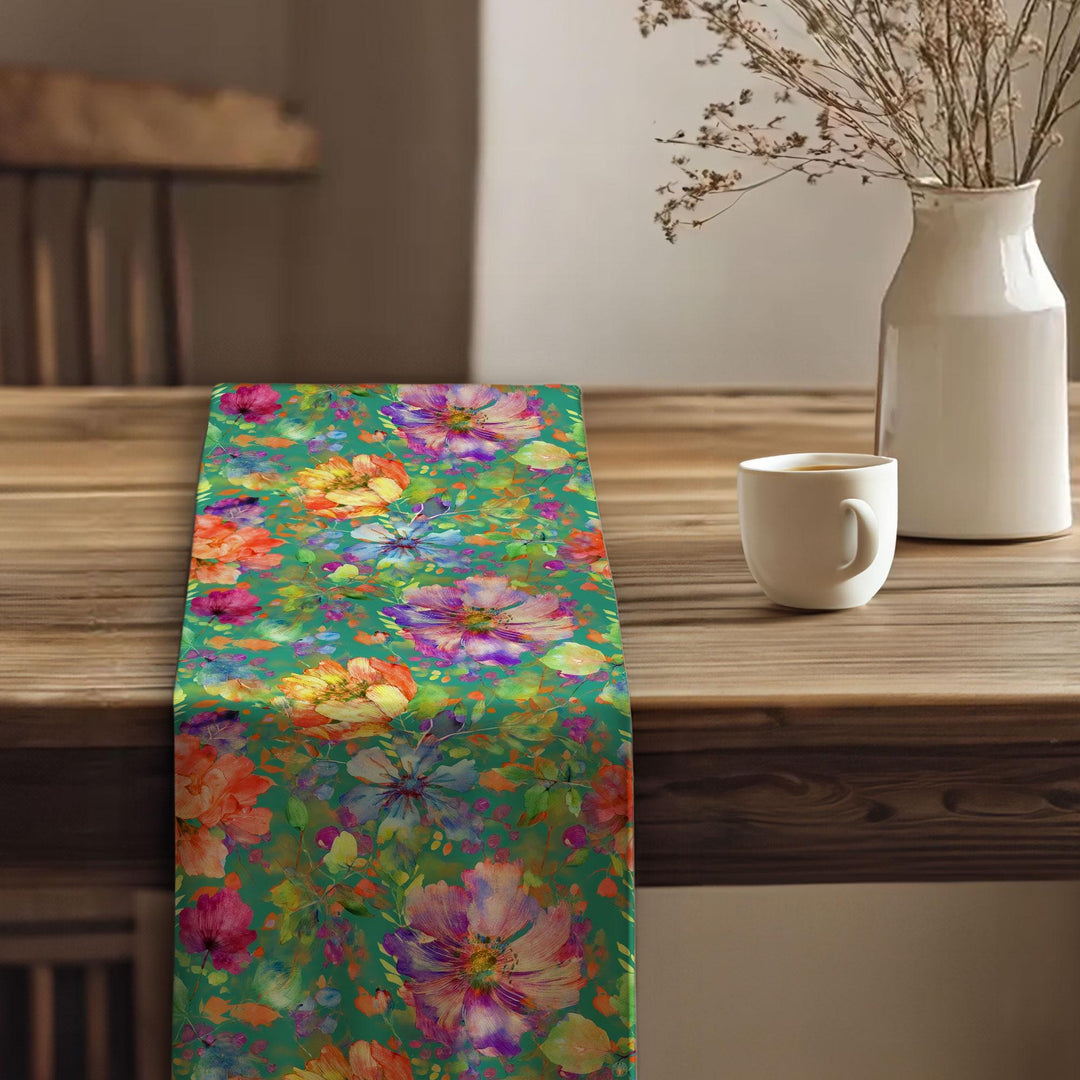 Floral Tablecloth|Table Centerpiece|Flower Theme Runner|Summer Trend Runner|Boho Table Runner|Spring Tabletop|Farmhouse Runner