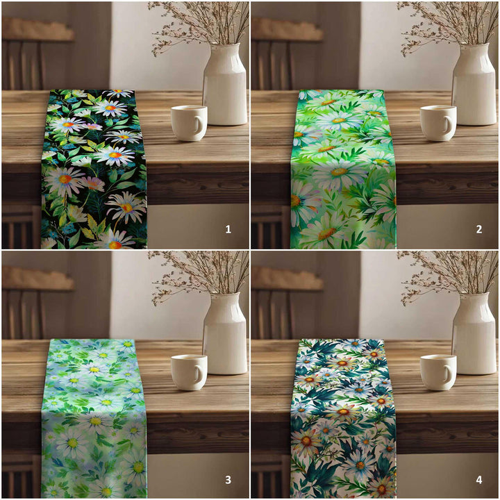 Daisy Pattern Runner|Flower Theme Runner|Floral Tablecloth|Table Centerpiece|Boho Table Runner|Rustic Home Decor|Summer Trend Runner
