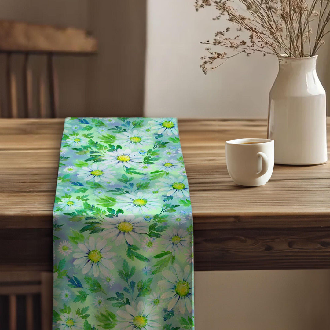 Daisy Pattern Runner|Flower Theme Runner|Floral Tablecloth|Table Centerpiece|Boho Table Runner|Rustic Home Decor|Summer Trend Runner